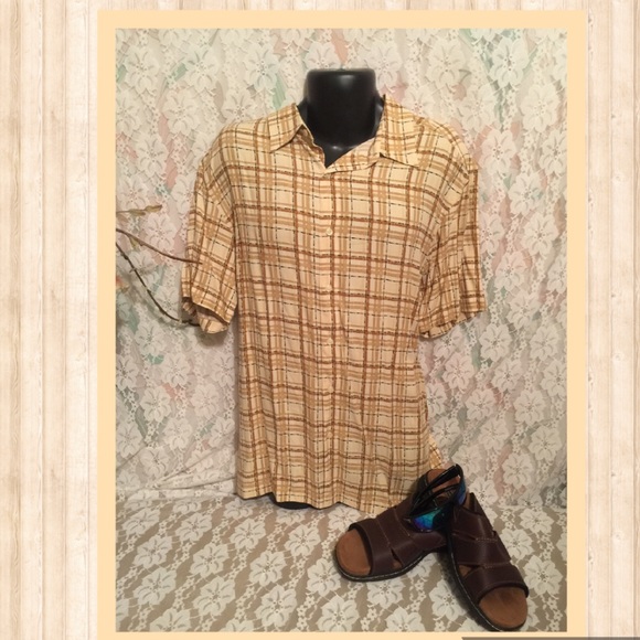 Geoffrey Beene yellow men’s short sleeve shirt - Picture 1 of 4